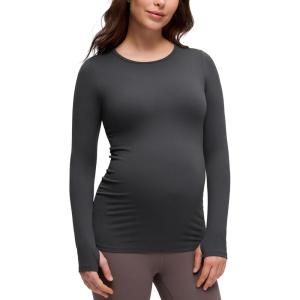 imageCRZ YOGA Butterluxe Maternity Crewneck Long Sleeve Shirts  Athletic Yoga Casual Pregnancy Womens Tee Tops Basic Layer SoftMysterious Grey
