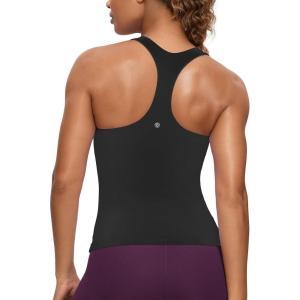 imageCRZ YOGA Butterluxe Workout Racerback Tank Tops for Women  Padded Athletic Spandex Yoga Shirts with Built in BraBlack
