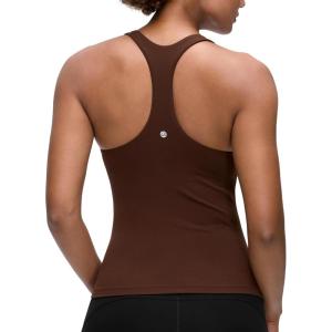 imageCRZ YOGA Butterluxe Workout Racerback Tank Tops for Women  Padded Athletic Spandex Yoga Shirts with Built in BraLava Brown
