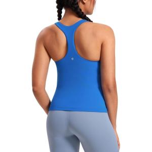 imageCRZ YOGA Butterluxe Workout Racerback Tank Tops for Women  Padded Athletic Spandex Yoga Shirts with Built in BraSparkle Blue