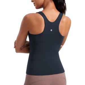 imageCRZ YOGA Butterluxe Workout Tank Tops for Women  Racerback Padded High Neck Yoga Athletic Shirt with Built in BraTrue Navy