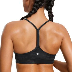 imageCRZ YOGA Butterluxe Y Back Sports Bras for Women  Padded Racerback Low Impact Spaghetti Thin Strap Workout Yoga TopBlack Tie Dye Flowers