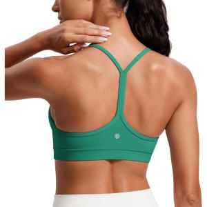 imageCRZ YOGA Butterluxe Y Back Sports Bras for Women  Padded Racerback Low Impact Spaghetti Thin Strap Workout Yoga TopCascadia Green