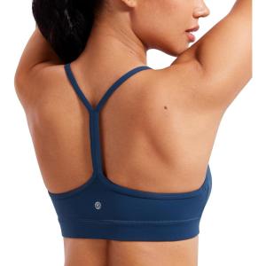 imageCRZ YOGA Butterluxe Y Back Sports Bras for Women  Padded Racerback Low Impact Spaghetti Thin Strap Workout Yoga TopFrench Navy