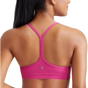 imageCRZ YOGA Butterluxe Y Back Sports Bras for Women  Padded Racerback Low Impact Spaghetti Thin Strap Workout Yoga TopHibiscus Purple