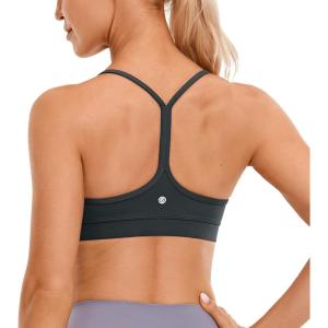 imageCRZ YOGA Butterluxe Y Back Sports Bras for Women  Padded Racerback Low Impact Spaghetti Thin Strap Workout Yoga TopMelanite