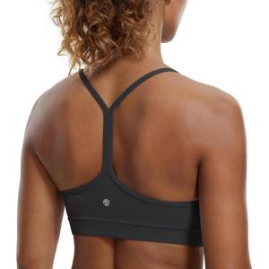 imageCRZ YOGA Butterluxe Y Back Sports Bras for Women  Padded Racerback Low Impact Spaghetti Thin Strap Workout Yoga TopMysterious Grey