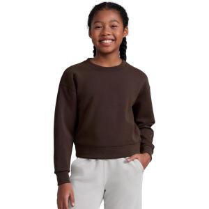 imageCRZ YOGA Girls SoftAura Long Sleeve Crew Neck Casual Hoodie  Lounge Pullover Sweatshirts Relaxed Waist Length Kids TeenHot Fudge Brown