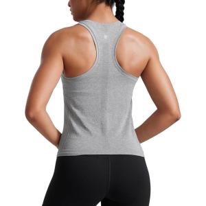 imageCRZ YOGA Seamless Racerback Tank Tops for Women  Gym Workout Athletic Running Sleeveless Shirts Breathable Scoop NeckSlate Grey Marl