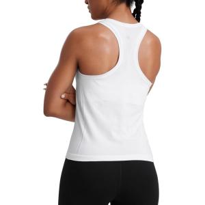 imageCRZ YOGA Seamless Racerback Tank Tops for Women  Gym Workout Athletic Running Sleeveless Shirts Breathable Scoop NeckWhite