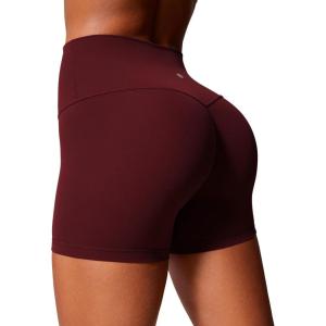 imageCRZ YOGA Secretsculpt Butterlift Biker Shorts 4quot  No Front Seam High Waisted Womens Workout Gym Booty Scrunch ButtRed Merlot