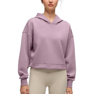 imageCRZ YOGA SoftAura Cropped Hoodies for Women  Long Sleeve Pullover Basic Workout Casual Hooded SweatshirtsLight Lavender