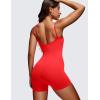 imageCRZ YOGA Butterluxe Cami Strap Rompers for Women  Adjustable Sleeveless One Piece Yoga Jumpsuits Bodysuit Shorts PaddedDeep Red