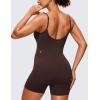 imageCRZ YOGA Butterluxe Cami Strap Rompers for Women  Adjustable Sleeveless One Piece Yoga Jumpsuits Bodysuit Shorts PaddedHot Fudge Brown