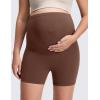 imageCRZ YOGA Butterluxe Maternity Biker Shorts 4quot  Over The Belly Pregnancy Yoga Workout Womens Activewear Buttery SoftCoffee Brown