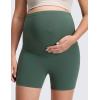 imageCRZ YOGA Butterluxe Maternity Biker Shorts 4quot  Over The Belly Pregnancy Yoga Workout Womens Activewear Buttery SoftDark Forest Green