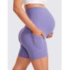 imageCRZ YOGA Butterluxe Maternity Biker Shorts Pockets 5quot  Over The Belly Pregnancy Womens Yoga Workout Athletic Buttery SoftDark Lavender Purple