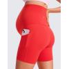 imageCRZ YOGA Butterluxe Maternity Biker Shorts Pockets 5quot  Over The Belly Pregnancy Womens Yoga Workout Athletic Buttery SoftDeep Red