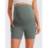 imageCRZ YOGA Butterluxe Maternity Biker Shorts Pockets 5quot  Over The Belly Pregnancy Womens Yoga Workout Athletic Buttery SoftGrey Sage