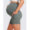 imageCRZ YOGA Butterluxe Maternity Biker Shorts Pockets 5quot  Over The Belly Pregnancy Womens Yoga Workout Athletic Buttery SoftGrey Sage