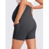 imageCRZ YOGA Butterluxe Maternity Biker Shorts Pockets 5quot  Over The Belly Pregnancy Womens Yoga Workout Athletic Buttery SoftMysterious Grey