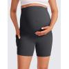 imageCRZ YOGA Butterluxe Maternity Biker Shorts Pockets 5quot  Over The Belly Pregnancy Womens Yoga Workout Athletic Buttery SoftMysterious Grey