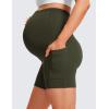 imageCRZ YOGA Butterluxe Maternity Biker Shorts Pockets 5quot  Over The Belly Pregnancy Womens Yoga Workout Athletic Buttery SoftOlive Green