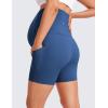 imageCRZ YOGA Butterluxe Maternity Biker Shorts Pockets 5quot  Over The Belly Pregnancy Womens Yoga Workout Athletic Buttery SoftPitch Blue