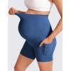 imageCRZ YOGA Butterluxe Maternity Biker Shorts Pockets 5quot  Over The Belly Pregnancy Womens Yoga Workout Athletic Buttery SoftPitch Blue