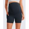 imageCRZ YOGA Butterluxe Maternity Biker Shorts Pockets 5quot  Over The Belly Pregnancy Womens Yoga Workout Athletic Buttery SoftTrue Navy