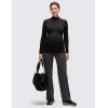 imageCRZ YOGA Cloud Jersey Maternity Long Sleeve Shirts  Mock Neck Side Ruched Casual Workout Athletic Pregnancy Womens Tops TeeBlack