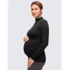 imageCRZ YOGA Cloud Jersey Maternity Long Sleeve Shirts  Mock Neck Side Ruched Casual Workout Athletic Pregnancy Womens Tops TeeBlack