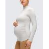 imageCRZ YOGA Cloud Jersey Maternity Long Sleeve Shirts  Mock Neck Side Ruched Casual Workout Athletic Pregnancy Womens Tops TeeMilky White Bone