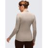imageCRZ YOGA Cloud Jersey Maternity Long Sleeve Shirts  Mock Neck Side Ruched Casual Workout Athletic Pregnancy Womens Tops TeeMojave Tan