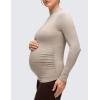 imageCRZ YOGA Cloud Jersey Maternity Long Sleeve Shirts  Mock Neck Side Ruched Casual Workout Athletic Pregnancy Womens Tops TeeMojave Tan