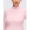 imageCRZ YOGA Cloud Jersey Maternity Long Sleeve Shirts  Mock Neck Side Ruched Casual Workout Athletic Pregnancy Womens Tops TeeStrawberry Pink