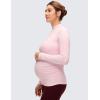 imageCRZ YOGA Cloud Jersey Maternity Long Sleeve Shirts  Mock Neck Side Ruched Casual Workout Athletic Pregnancy Womens Tops TeeStrawberry Pink