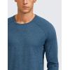 imageCRZ YOGA Crewneck Workout Long Sleeve Shirts for Men  Quick Dry Running Athletic TShirts Lightweight Basic TopsOcean Blue Heather