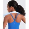 imageCRZ YOGA Girls Butterluxe Double Lined Camisole Tank Tops Crop  Dance Yoga Athletic Casual Spaghetti Y Back Kids TeenSparkle Blue