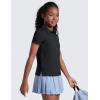 imageCRZ YOGA Girls Cloud Jersey Short Sleeve Casual Polo Shirts  School Uniform Tennis Golf Hip Length Side Splits Kids TeenBlack