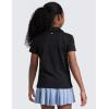 imageCRZ YOGA Girls Cloud Jersey Short Sleeve Casual Polo Shirts  School Uniform Tennis Golf Hip Length Side Splits Kids TeenBlack