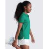 imageCRZ YOGA Girls Cloud Jersey Short Sleeve Casual Polo Shirts  School Uniform Tennis Golf Hip Length Side Splits Kids TeenCascadia Green