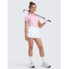 imageCRZ YOGA Girls Cloud Jersey Short Sleeve Casual Polo Shirts  School Uniform Tennis Golf Hip Length Side Splits Kids TeenStrawberry Pink