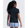 imageCRZ YOGA Girls Cloud Jersey Short Sleeve Casual Polo Shirts  School Uniform Tennis Golf Hip Length Side Splits Kids TeenTrue Navy
