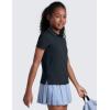 imageCRZ YOGA Girls Cloud Jersey Short Sleeve Casual Polo Shirts  School Uniform Tennis Golf Hip Length Side Splits Kids TeenTrue Navy