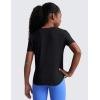 imageCRZ YOGA Girls Cloudweight Short Sleeve Athletic T Shirts  Active Sports Casual Tees Crew Neck Side Slit Kids TeenBlack