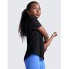 imageCRZ YOGA Girls Cloudweight Short Sleeve Athletic T Shirts  Active Sports Casual Tees Crew Neck Side Slit Kids TeenBlack