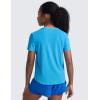 imageCRZ YOGA Girls Cloudweight Short Sleeve Athletic T Shirts  Active Sports Casual Tees Crew Neck Side Slit Kids TeenKayak Blue