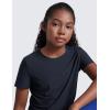 imageCRZ YOGA Girls Cloudweight Short Sleeve Athletic T Shirts  Active Sports Casual Tees Crew Neck Side Slit Kids TeenTrue Navy