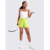 imageCRZ YOGA Girls FeatheryFit Soft Athletic Shorts with Zipper Pocket  Tennis Soccer Running Casual Liner Kids TeenNeon Yellow